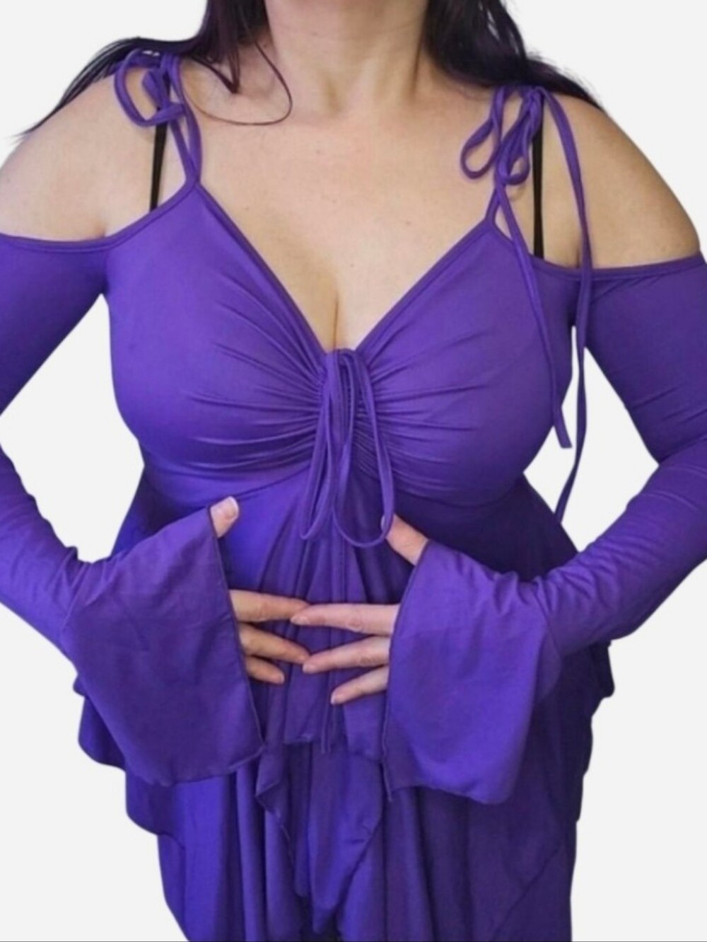Purple Asymmetrical Ruched Dress Fairy Vibes, Renaissance, Halloween, Whimsygoth